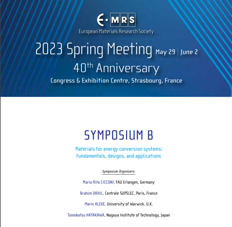 Join us for the E-MRS Spring Meeting at our Symposium (B)!